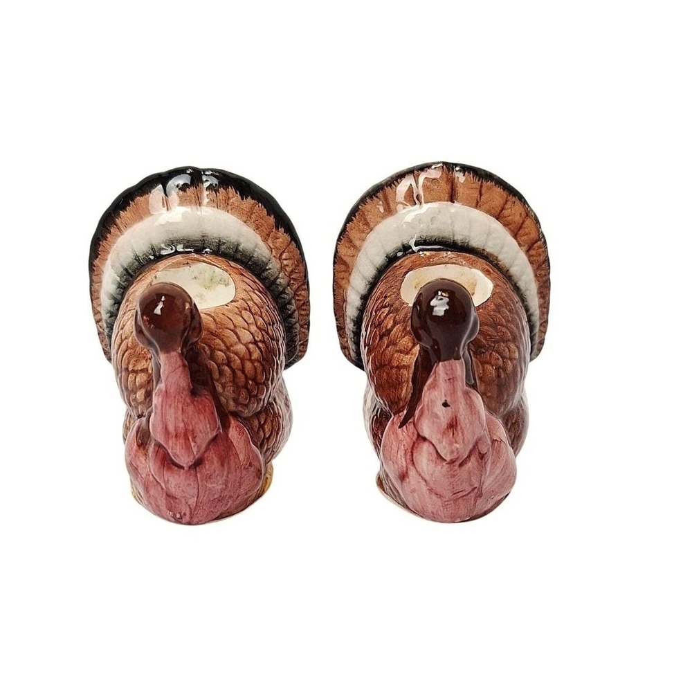 Benchmark Harvest Time Turkey Candle Holders Set of 2 Hand Painted Thanksgiving